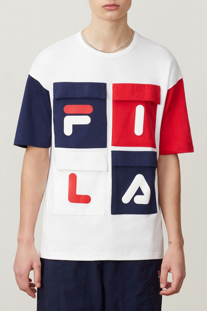 Fila T-Shirt Mens White Hakon - Ireland 40852-WGVH